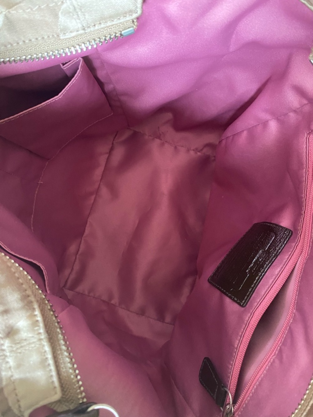 Coach Tote Bag in Khaki and Chestnut Signature Canvas - Picture 3 of 3